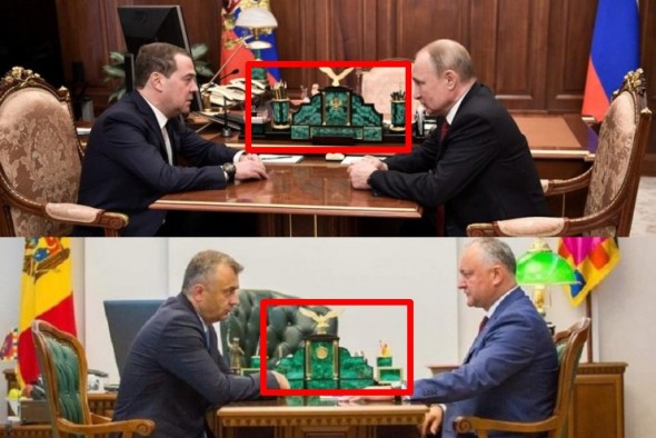 100.000 lei pentru a-l copia pe Putin. Prețul și istoria setului din biroul lui Igor Dodon