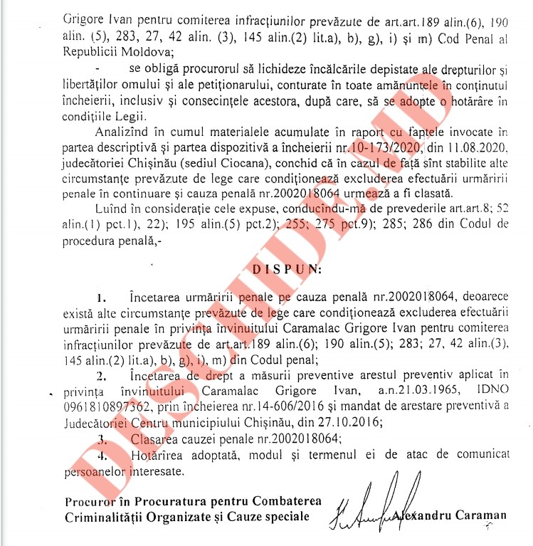 FLASH (DOC) // După Platon și Filat a venit timpul lui Carmalac alias „Bulgaru”. A fost clasat dosarul și eliberat de toate păcatele anilor 90