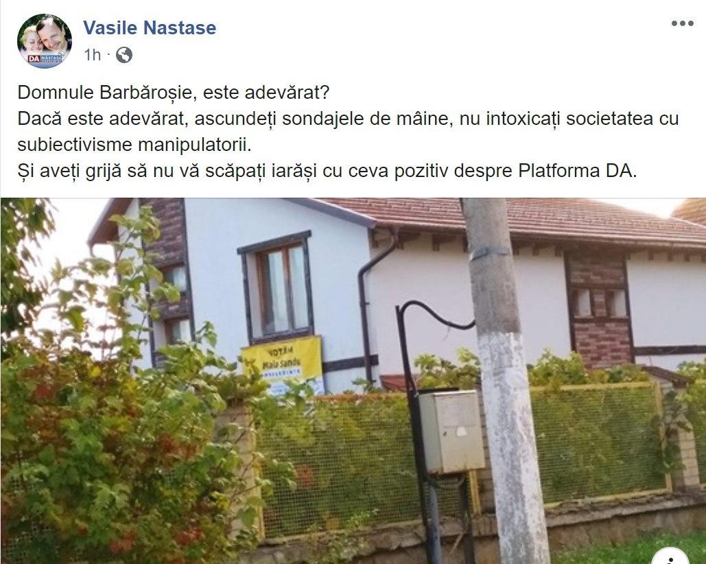Vasile Andrei Năstase îl critică pe Arcadie Barbăroșie: „Ascundeți sondajele de mâine, nu intoxicați societatea cu subiectivisme manipulatorii"