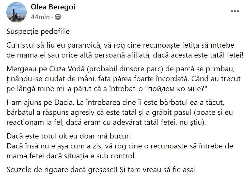 FOTO // Caz suspect de pedofilie întâlnit pe o stradă din capitală