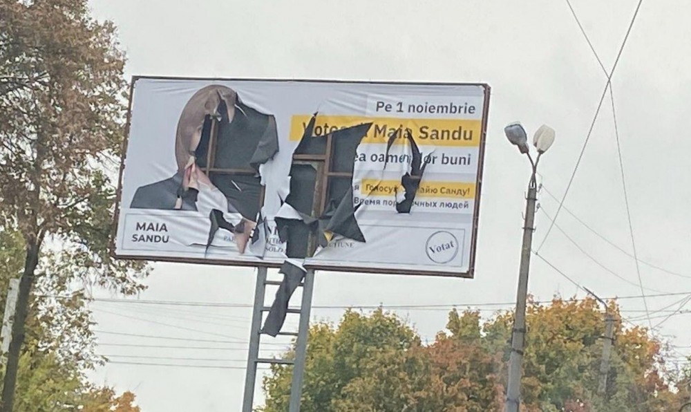 Un panou electoral de la Ocnița a fost vandalizat: E mare disperare în tabăra lui „Kuliok Kremlinovici”