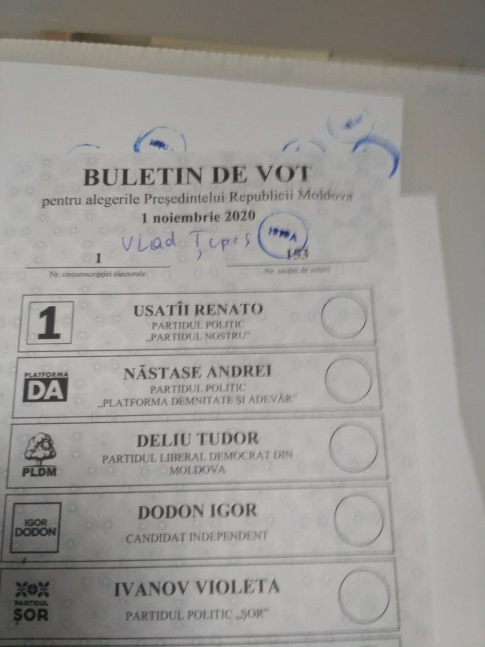 FOTO // Nici unul din cei 8 candidați. Un moldovean a votat pentru un fost domnitor al Țării Românești