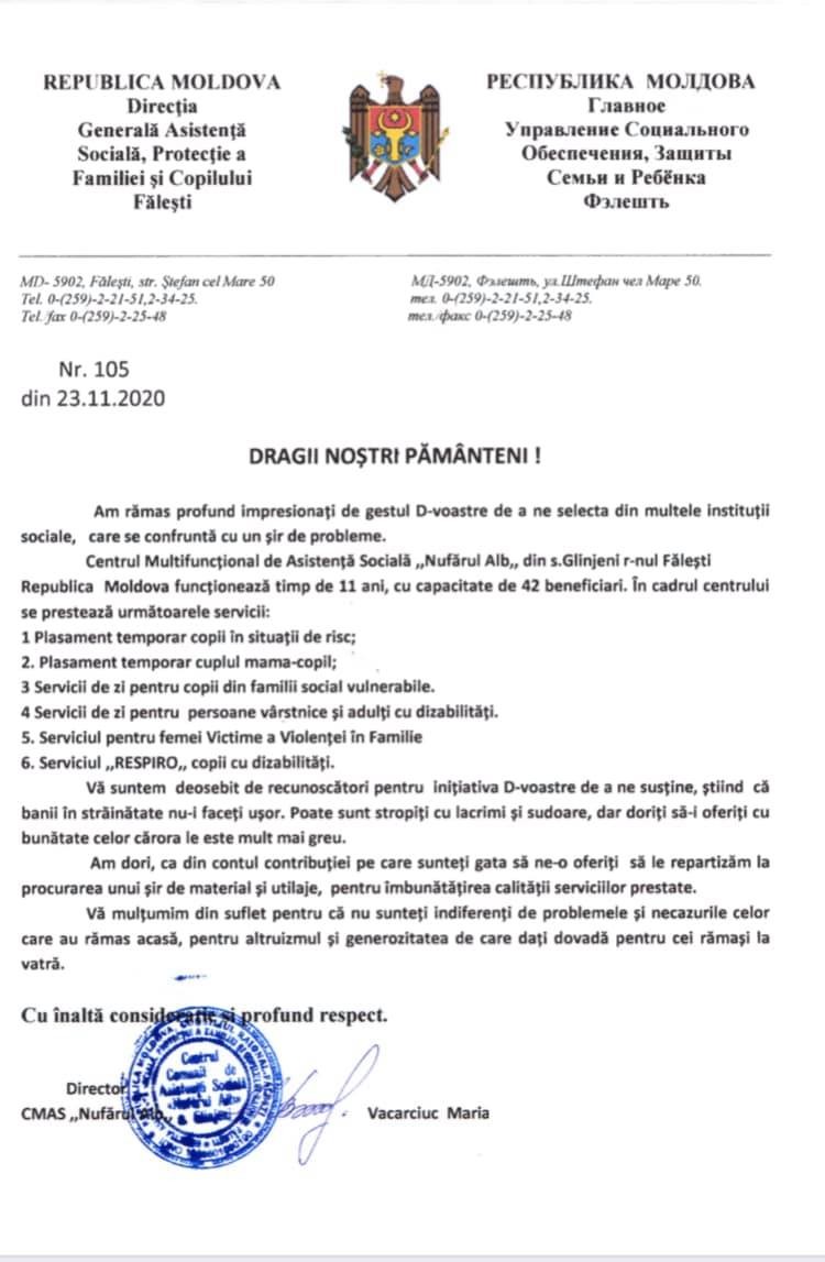 Ajutoare din „Lumea Paralelă”. Moldovenii din Northampton colectează bani și produse pentru orfelinatul din satul Glinjeni, Fălești