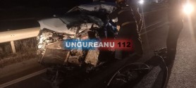 FOTO // Accident TERIBIL la Florești. Un taxi s-a tamponat frontal cu un camion