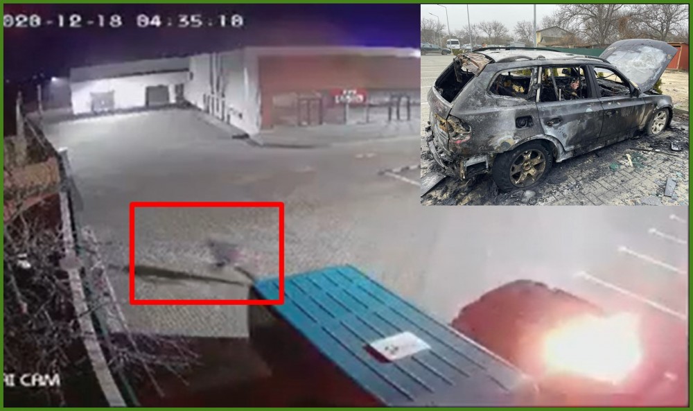Momentul incendierii automobilelor unuia dintre agricultori, aflat în primă linie la proteste