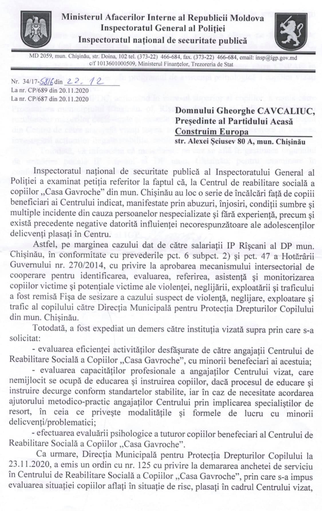 A REUȘIT! Demersurile lui Cavcaliuc vor stopa abuzurile asupra copiilor de la o școală internat
