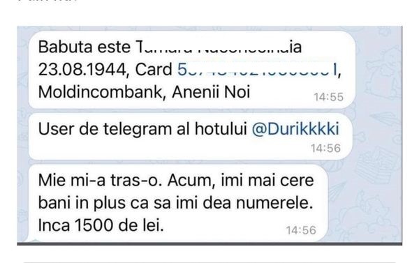 Robin Hood? Banii solicitați de hoții numerelor de înmatriculare ar ajunge în contul unei bătrâne din Anenii Noi