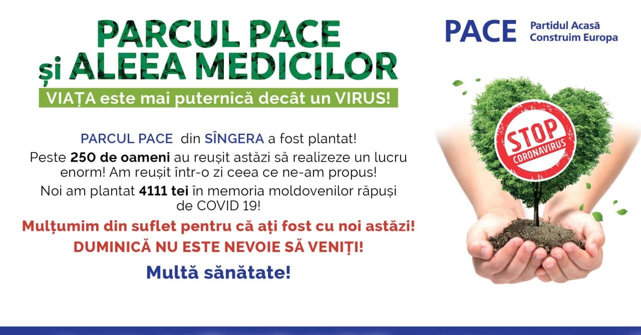 FOTO/VIDEO: PACE a făcut primul pas: Am plantat 4111 pomi în memoria moldovenilor răpuși de COVID-19
