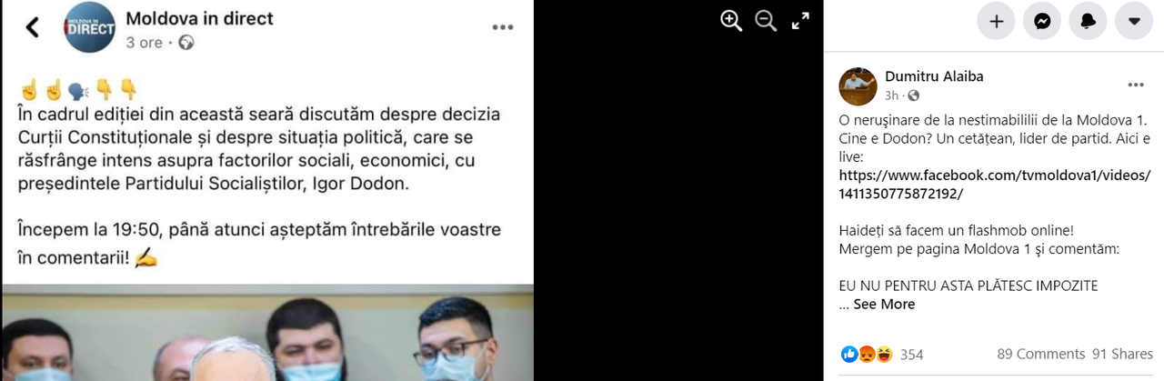 Protestul PAS împotriva Moldova 1 care l-a invitat pe Dodon la o emisiune: „Bătaie de joc” și „lipsă totală de respect”