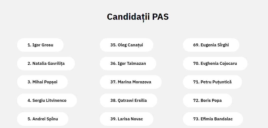 Nata Albot, Andrei Belîi și Natalia Davidovici. PAS și-a prezentat candidații pentru alegerile parlamentare anticipate