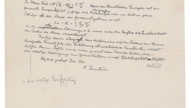 O scrisoare a lui Albert Einstein care conţine celebra ecuaţie E=mc2 s-a vândut cu 1,2 milioane de dolari
