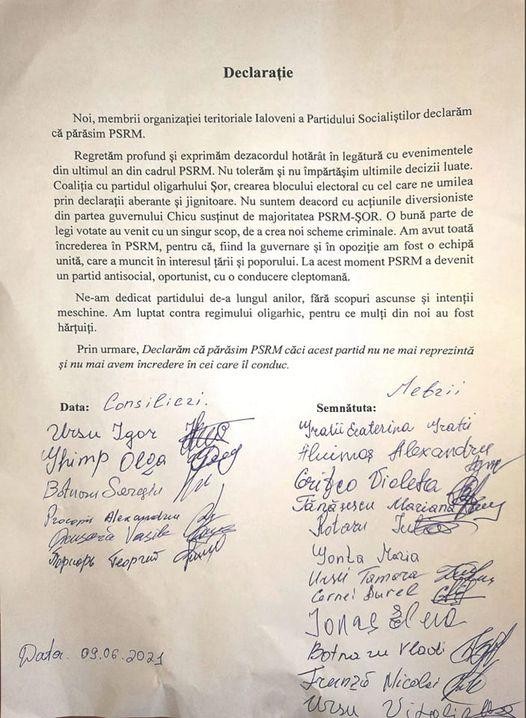 DOC // Lovitură DURĂ pentru Dodon: Mai mulți membri părăsesc PSRM-ul în plină campanie electorală