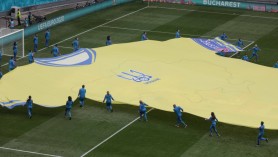 EURO 2020. Ucraina a desfășurat pe Arena Națională un tricou uriaș cu harta contestată de Rusia