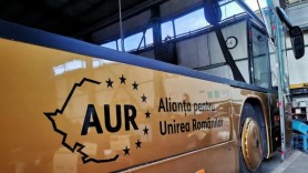 Autocarul AUR nu a fost lăsat să intre în Transnistria. A fost întâmpinat de o bandă cu zimți la graniță