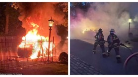 FOTO // O maşină Tesla a luat foc în condiţii bizare. Maşina nu ar fi avut şofer