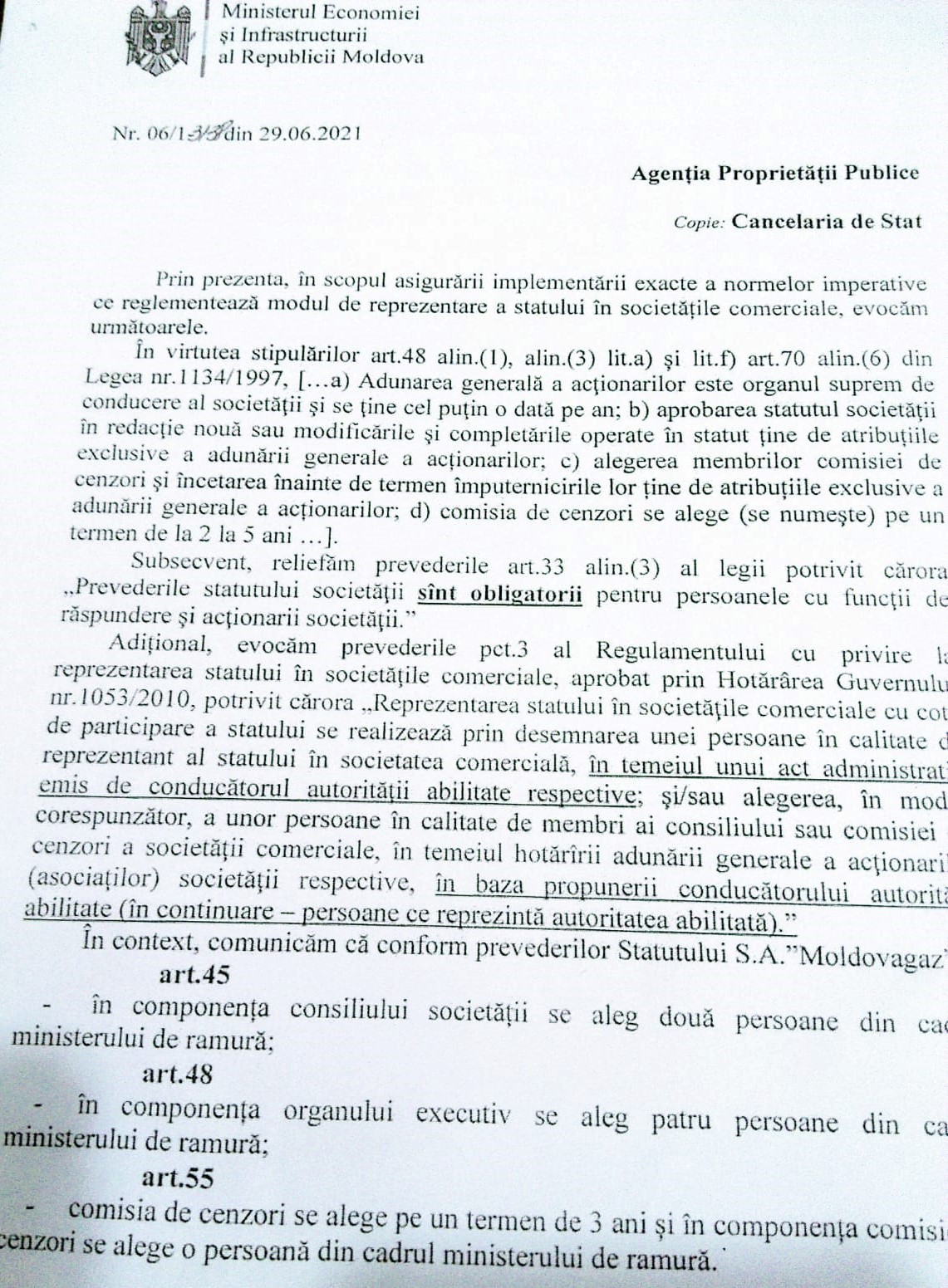 DOC // Alexandr Slusari: Adunarea generală a acționarilor „Moldovagaz” s-a desfășurat după scenariul, desenat de Dodon și Vadim Ceban