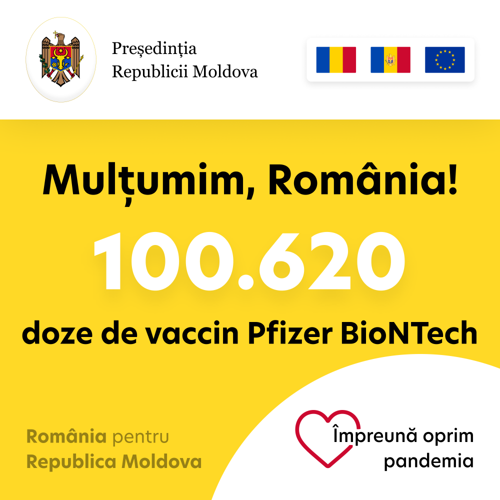 Maia Sandu mulțumește României pentru un nou lot de vaccin