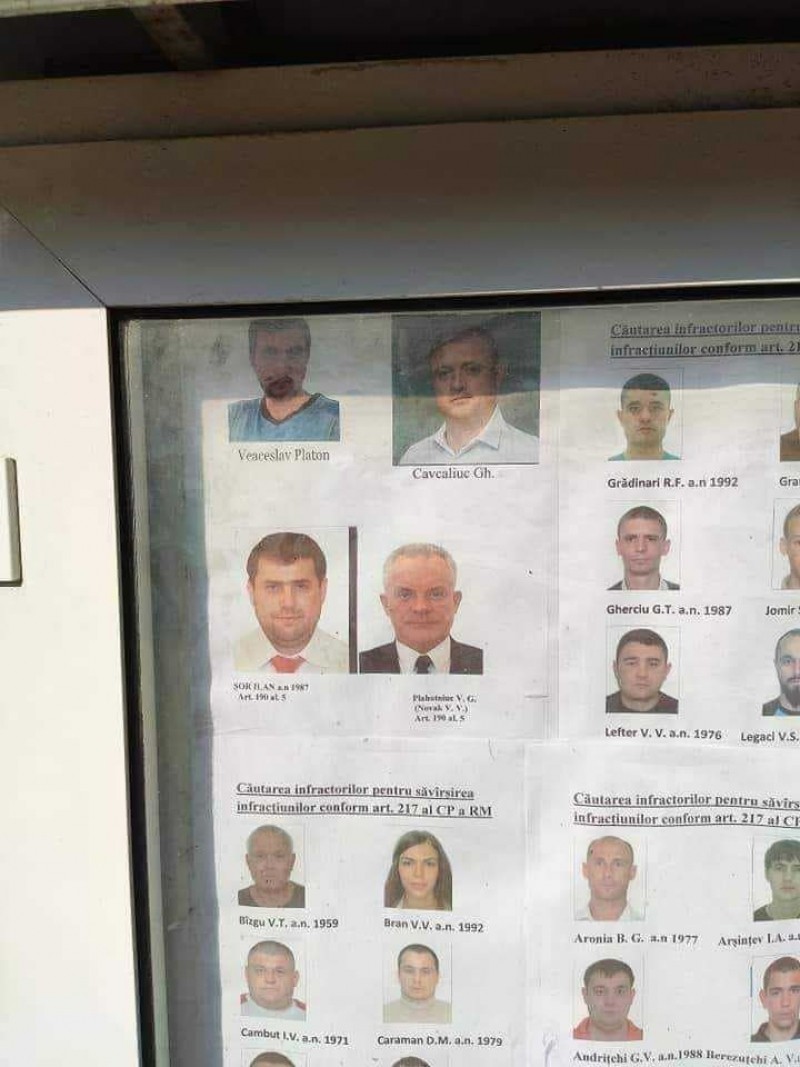 Veaceslav Platon, Gheorghe Cavcaliuc, Vladimir Plahotniuc și Ilan Șor pe panoul infractorilor dați în urmărire generală