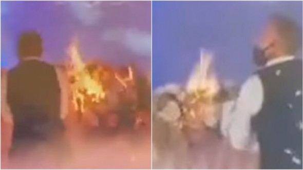 INCENDIU la o nuntă din suburbia Capitalei. Masa mirilor s-a aprins din cauza artificiilor