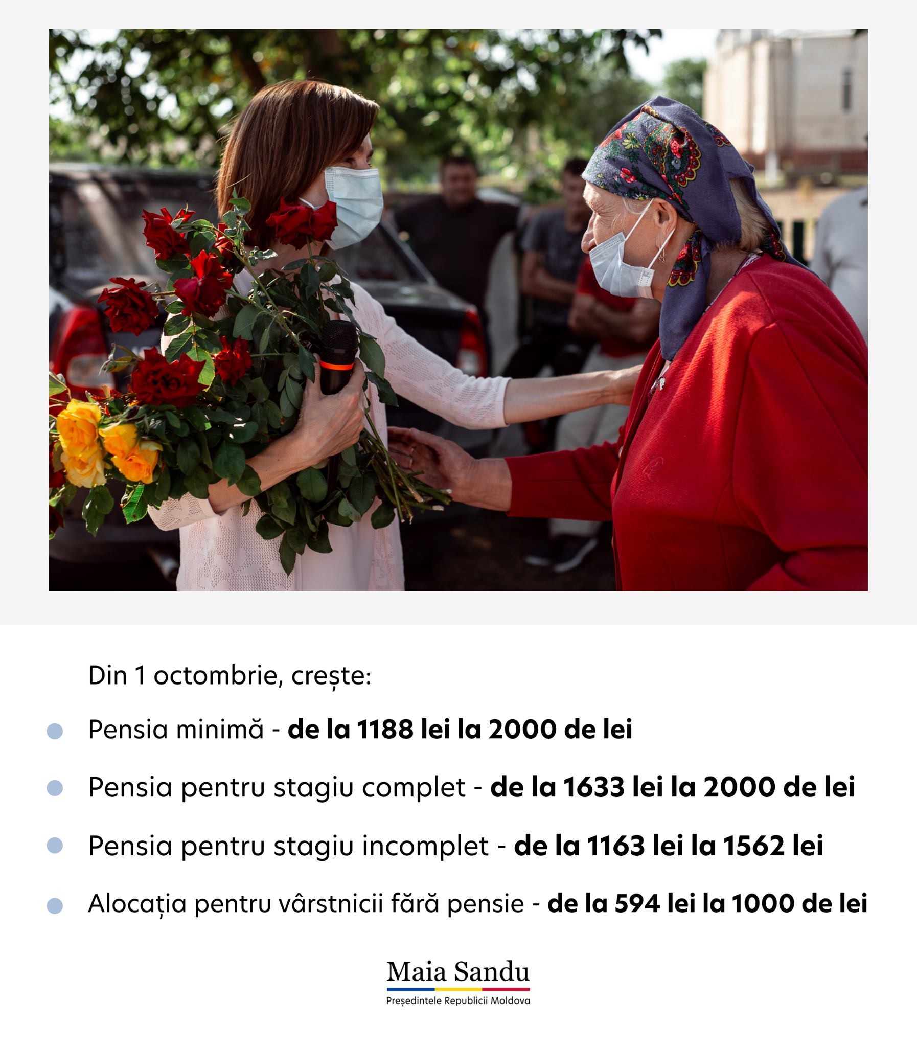 Maia Sandu: „Pentru părinții, bunicii sau străbunicii noștri contează mult să audă o vorbă bună, să-i întrebăm de viață și de sănătate”
