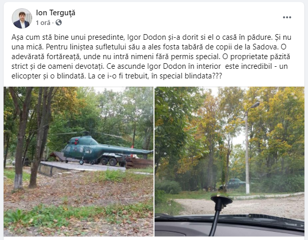 FOTO // Elicopter și blindată: Imagini cu ceea ce ar ascunde Igor Dodon în pădurea de la Sadova