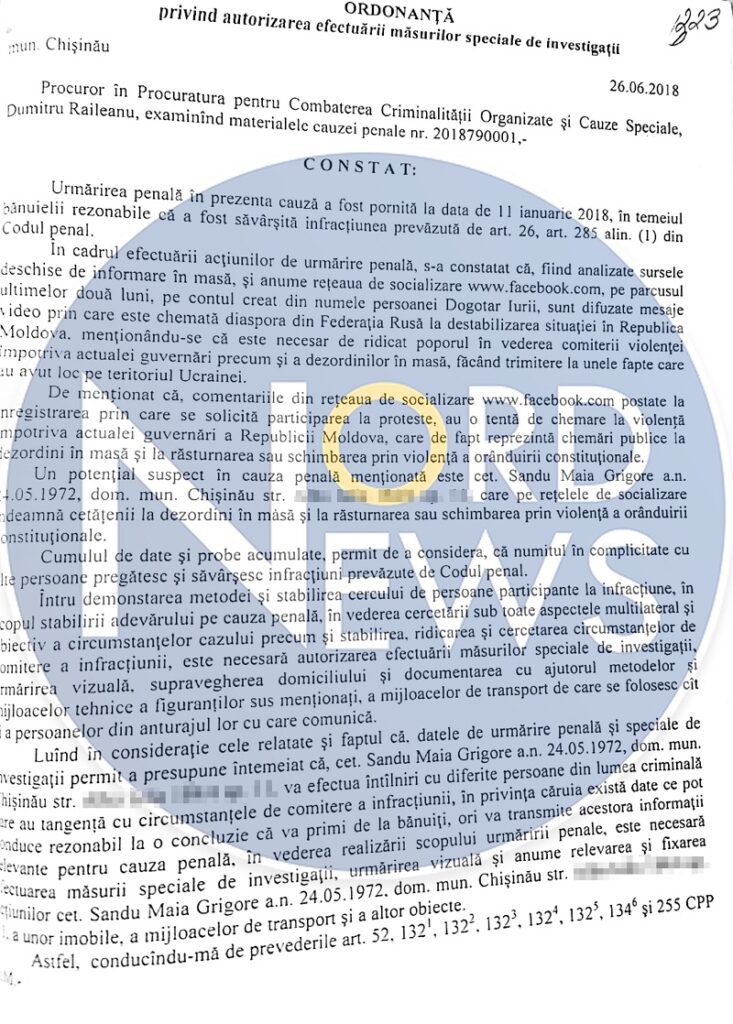 DOC // Dovezile care CONFIRMĂ că Maia Sandu a fost FILATĂ la solicitarea Procurorului Dumitru Raileanu
