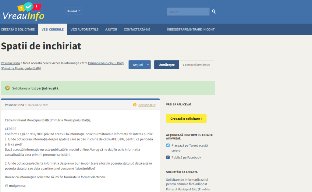 DOC // Zero transparență: Primăria Bălți nu publică toate informațiile unde este vorba de bani