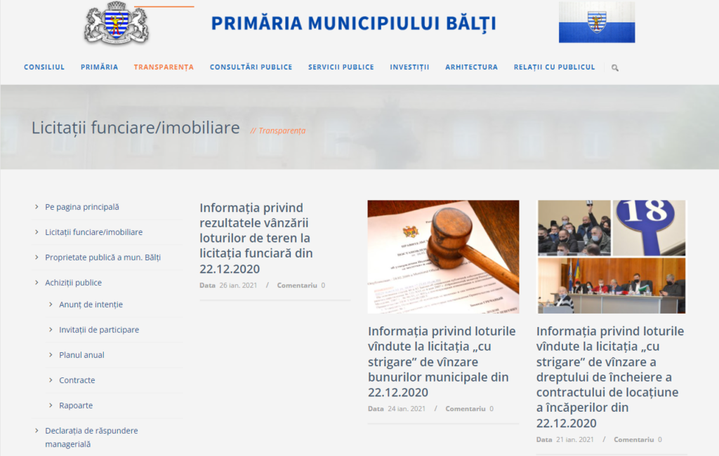 DOC // Zero transparență: Primăria Bălți nu publică toate informațiile unde este vorba de bani