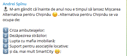 Spînu, după anunțul lui Ceban:„ E timpul să lansăm „Alternativa pentru Chișinău”