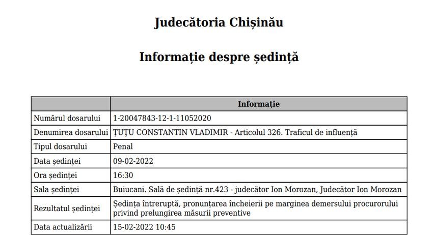 A 23-a ședință de judecată în care este vizat Constantin Țuțu