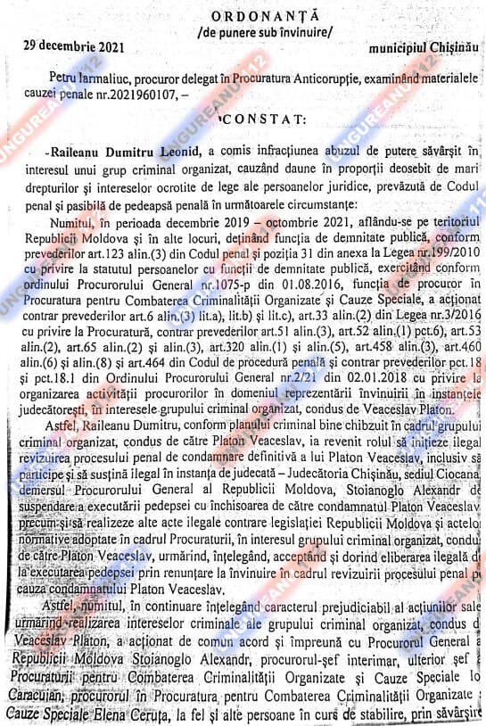 DOC// Procurorul Dumitru Răileanu care ar fi dispus filarea Maiei Sandu, învinuit de abuz de putere în interesului unui grup criminal