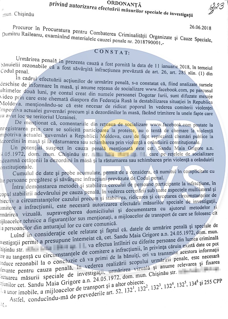 DOC// Procurorul Dumitru Răileanu care ar fi dispus filarea Maiei Sandu, învinuit de abuz de putere în interesului unui grup criminal