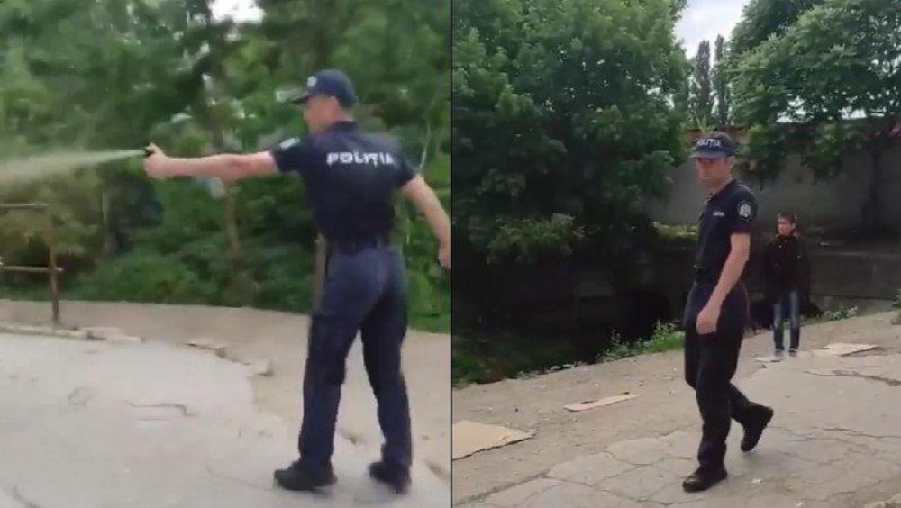 VIDEO // Polițist din Chișinău filmat cum pulverizează gaze lacrimogene spre doi bărbați în piața SH de la Gara Feroviară