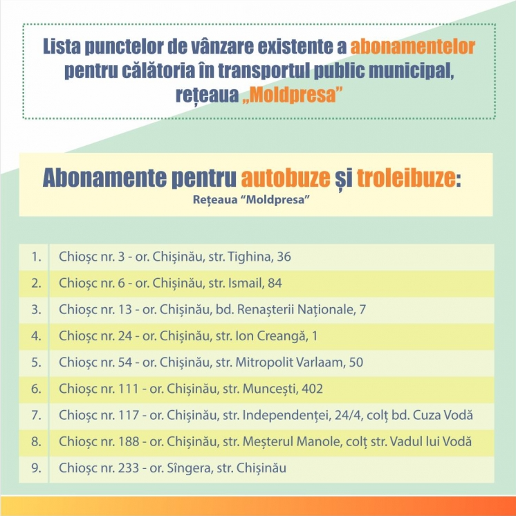 Din 25 iunie, vor fi comercializate noile abonamente pentru călătoria în transportul public. De unde vor putea fi cumpărate