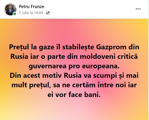 PAS către moldoveni: „Cu cât mai mult dați vina pe guvernare, cu atât mai mult vor scumpi rușii gazul”