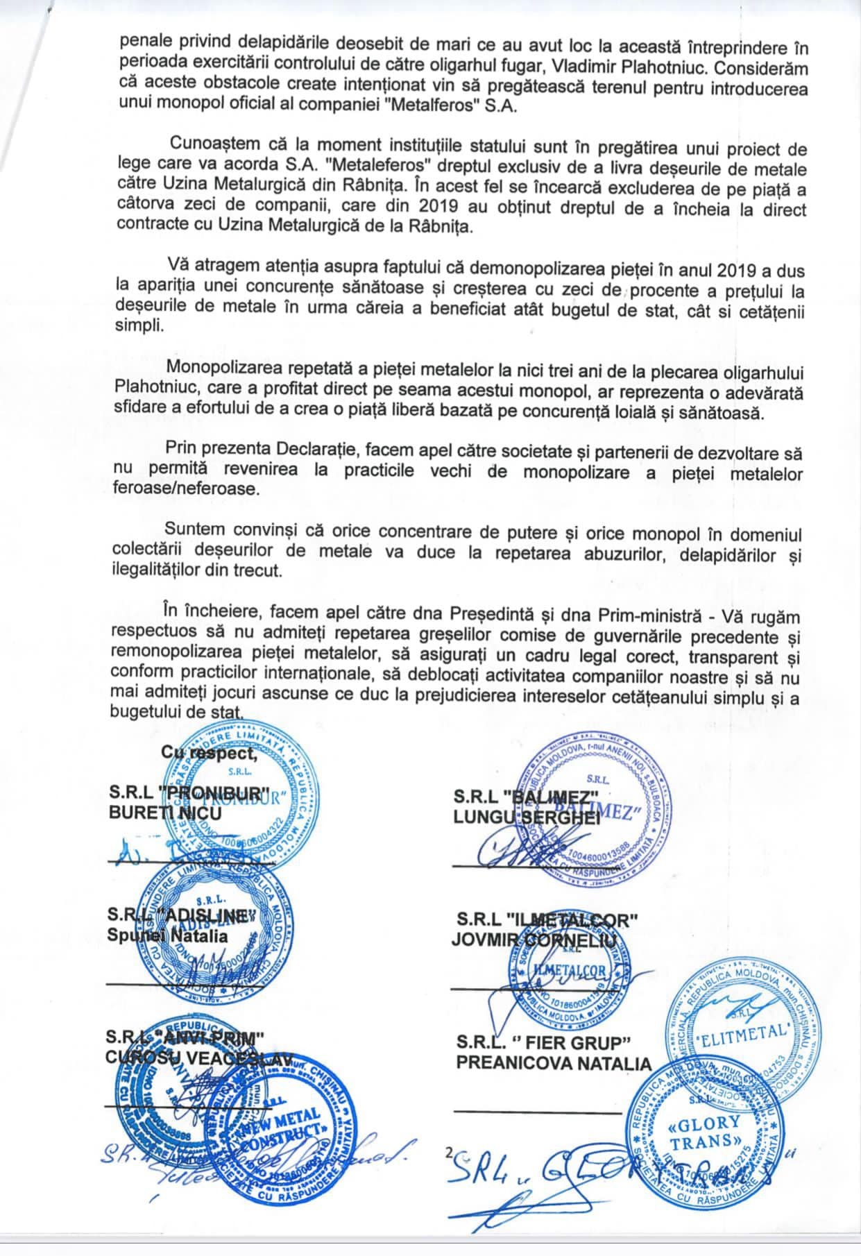 DOC // Agenții economici bat alarma. Piața metalelor din Republica Moldova este la un pas de a fi monopolizată din nou
