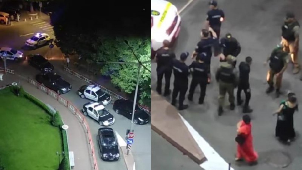VIDEO // Țipete și SCANDAL nocturn la un restaurant din Chișinău. Au intervenit mai multe echipaje de poliție