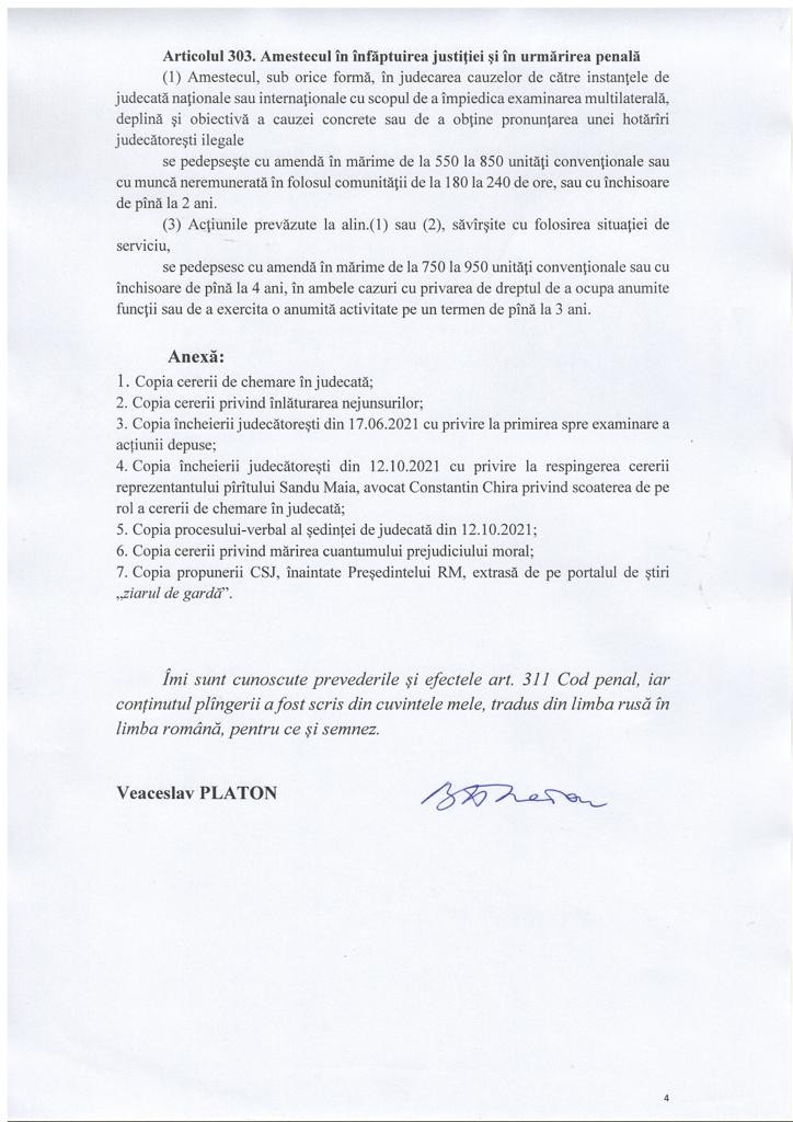BREAKING NEWS (doc) // Fugarul Platon cere condamnarea penală a Maiei Sandu