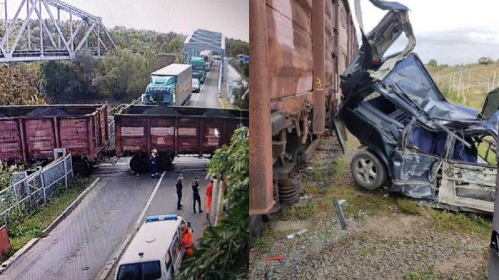 Accident feroviar GRAV la VAMA Giurgiulești! Un automobil transformat într-un morman de fier după impactul cu un tren