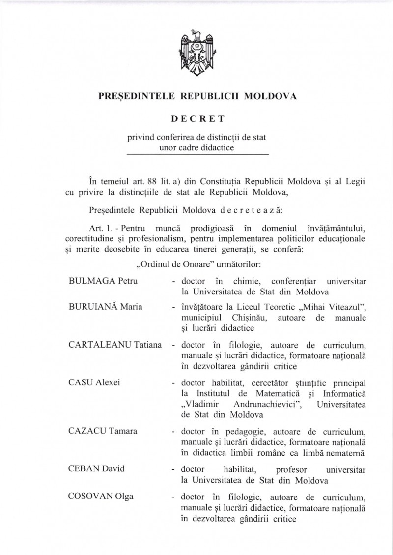 Maia Sandu, cu prilejul Zilei Profesorului: Sunteți acei care își învață discipolii să fie onești, uniți și solidari