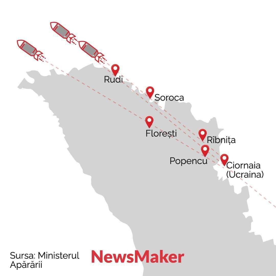 FOTO // Imagini grafice cu traiectoria celor trei rachete rusești care au violat spațiul aerian moldovenesc