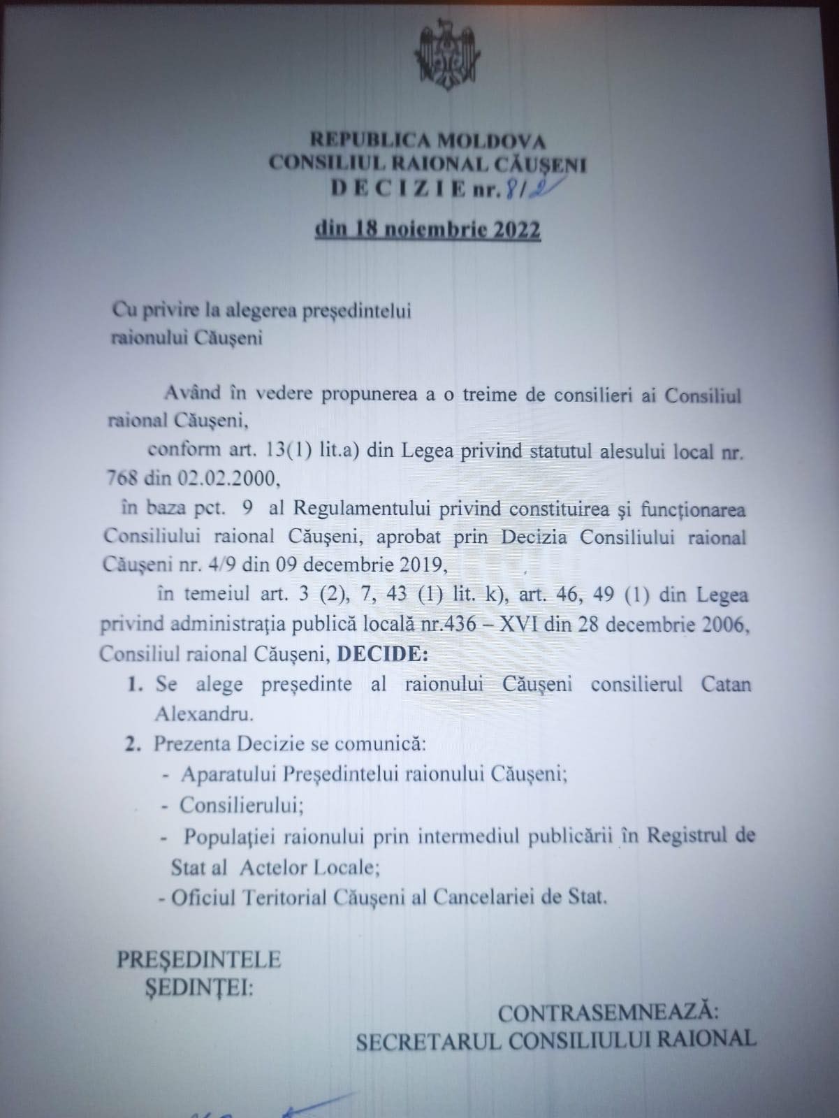 PAS, PLDM și PCRM au făcut coaliție și l-au demis pe președintele raionului Căușeni