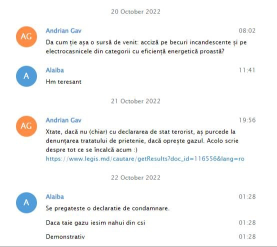 FOTO // Scurgeri din Telegram: Detalii PICANTE despre Litvinenco, Recean, Pistrinciuc, Revenco și Alaiba