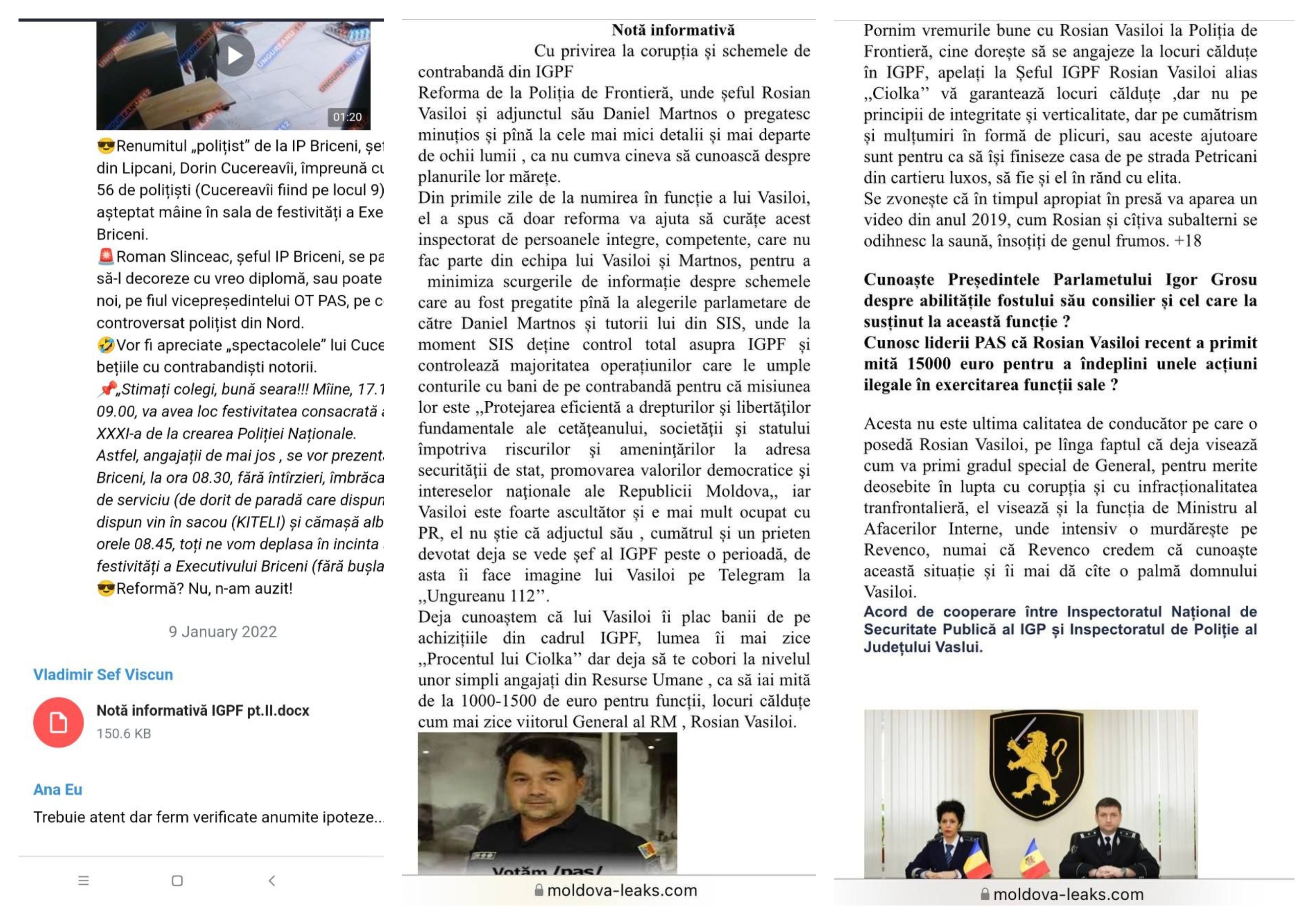 FOTO // Scurgeri din Telegram: Detalii PICANTE despre Litvinenco, Recean, Pistrinciuc, Revenco și Alaiba