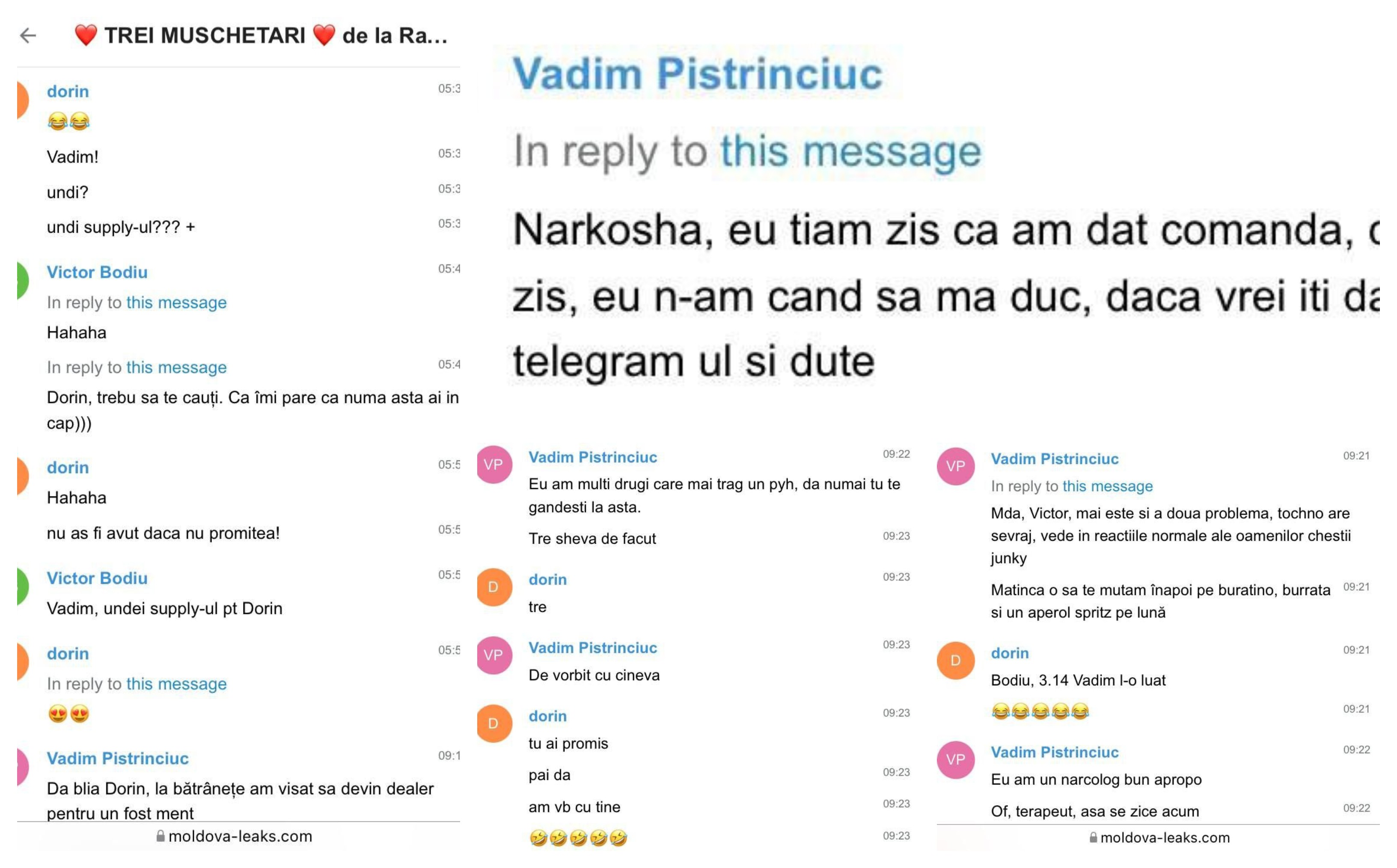 FOTO // Scurgeri din Telegram: Detalii PICANTE despre Litvinenco, Recean, Pistrinciuc, Revenco și Alaiba