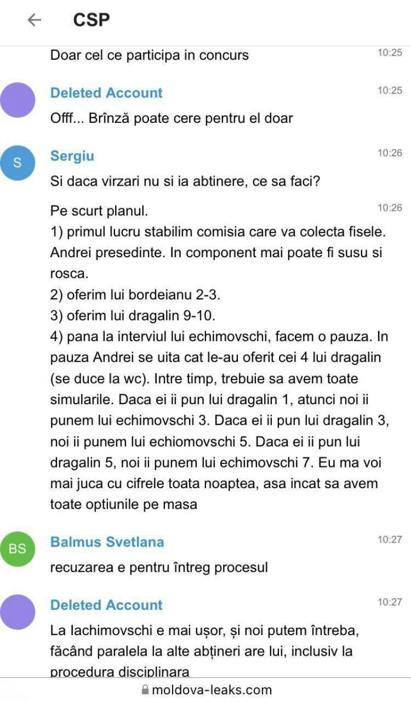 FOTO // Scurgeri din Telegram: Detalii PICANTE despre Litvinenco, Recean, Pistrinciuc, Revenco și Alaiba