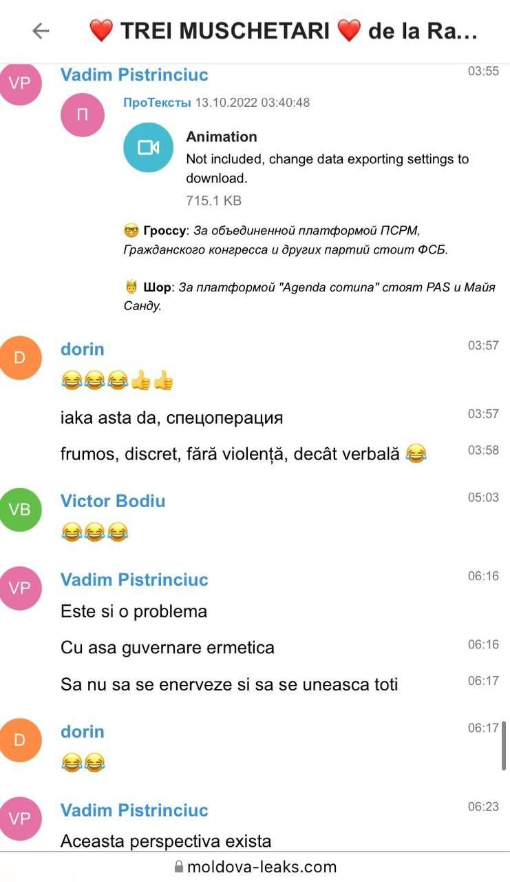FOTO // Scurgeri din Telegram: Detalii PICANTE despre Litvinenco, Recean, Pistrinciuc, Revenco și Alaiba
