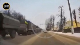 Clipe de groază pentru ruși. Blindate cu drapelul ucrainean, pe străzile din Tver