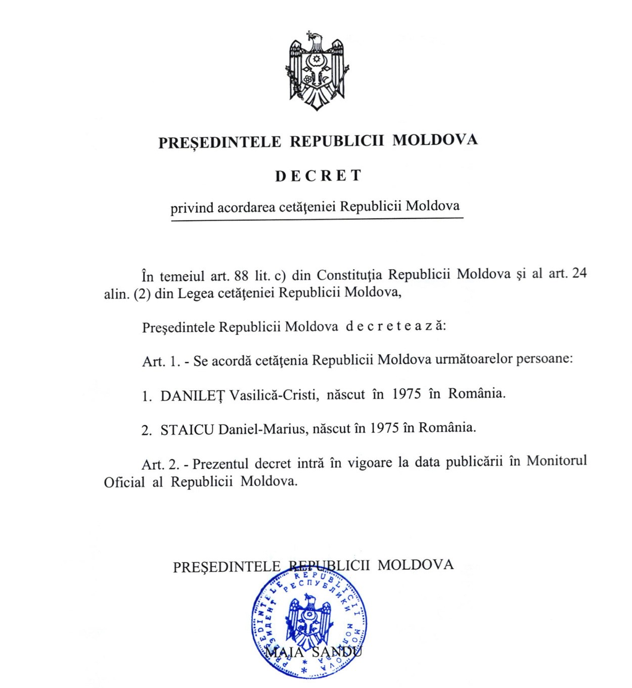 BREAKING NEWS // Un român care a primit cetățenia RM acum două săptămâni, numit șef al Serviciului Prevenirea și Combaterea Spălării Banilor