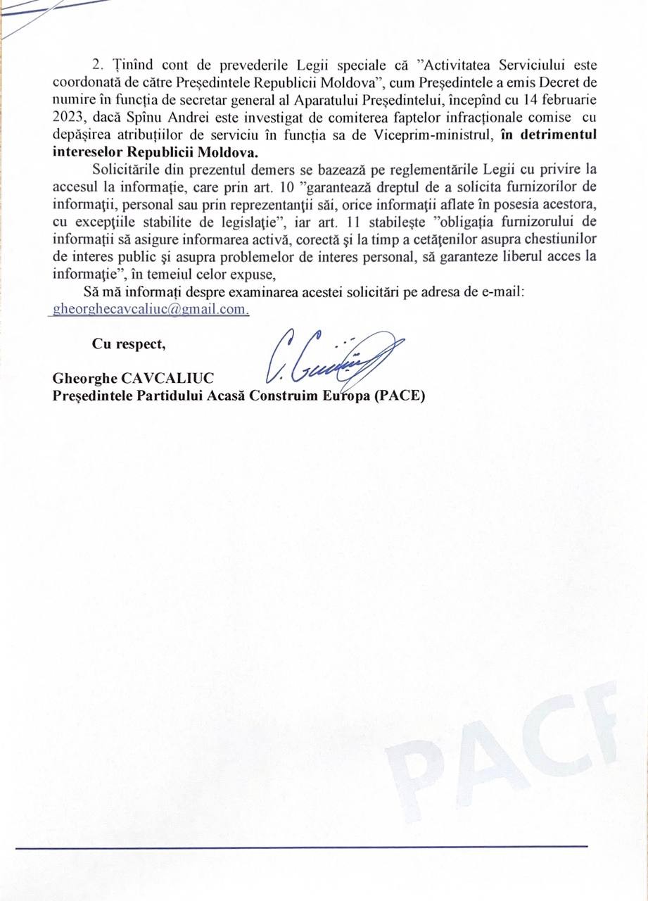 DOC // Vadim Ceban, cercetat penal într-un dosar ținut ascuns, susține liderul PACE, Gheorghe Cavcaliuc